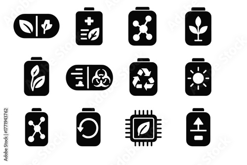 Monitor hybrid icon power chemical chip energy vector portable eco battery organic