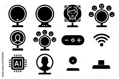 Mirror emotion face icon sensor icons frame vector logo mood connection recognition