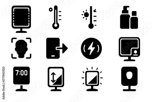 Display adjustable icons app vector vanity smart bottles icon minimalistic glowing frame