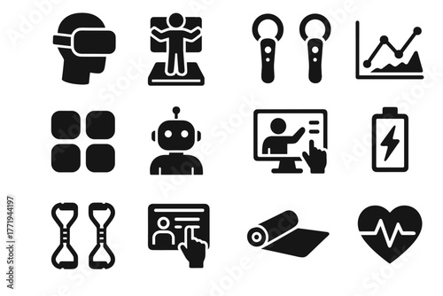 Vector resistance trainer icons monitor virtual icon motion controllers hand tracker energy