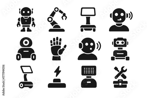 Arm sensor service base humanoid icon vector robot tablet holder dock ai