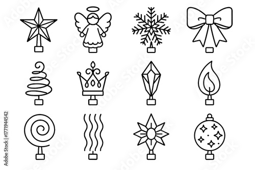 Abstract snowflake flame crystal bow spiral tree star icon icons vector topper