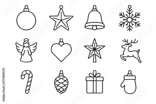 Candy tree icon christmas star bauble set topper vector angel ornament