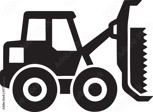 Compact construction trencher equipment icon symbol silhouette represents earthmoving heavy machinery for trench digging and excavation projects industrial