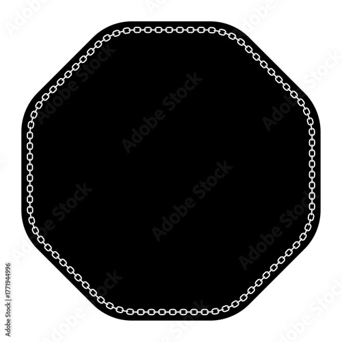 blank octagon with round chain frame, suitable for emblem, logo template, label design, or industrial themed decoration