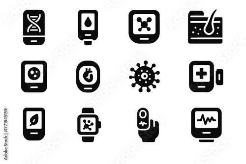 Icon compact scanner nano health analyzer dna breath vector pocket medical