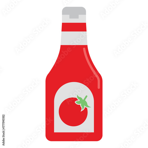Ketchup Icon – Tomato Sauce Bottle Vector Illustration
