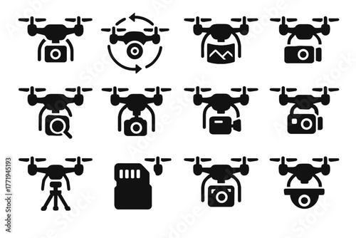 Gimbal icons vector icon panoramic ultra memory drone cinematic photography aerial wide