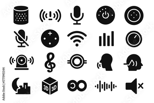 Speaker icon vector sound equalizer grill connection waves smart ai touch