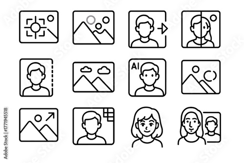 Object mode color ai vector zoom icon portrait enhancement background icons cartoon