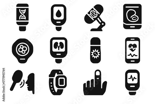 Scanners nano detector medical futuristic portable skin icon cell scanner analyzer vector