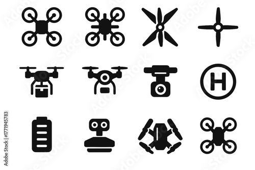 Battery delivery pad cyber quadcopter drone hexacopter icon flying landing vector