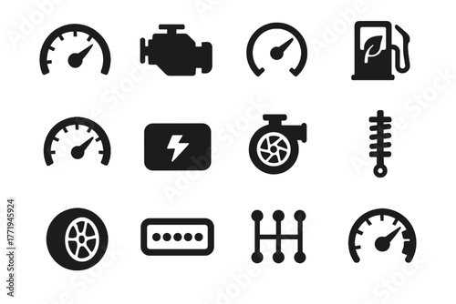 Speedometer icon car performance tire turbo odometer display gauge gear torque vector