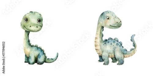 cute dinosaur watercolor vector illustration