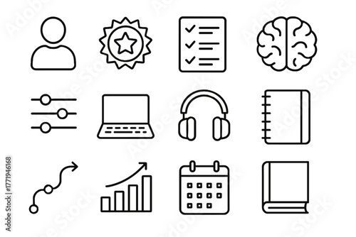 Icon personalized star adjustable badge chart learning slider icons vector checklist brain