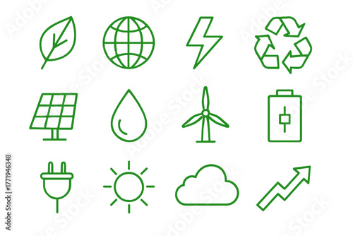Water plug icons turbine vector leaf wind panel green droplet energy icon