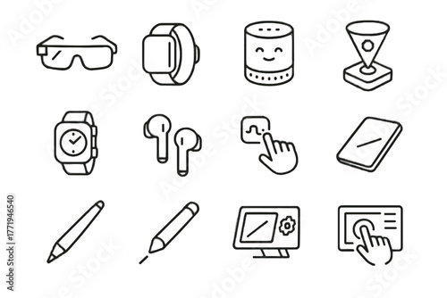 Icon icons futuristic interactive smart wearable panel gadget vector holographic display device