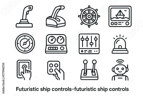 Levers vector ship steering radar autopilot icon throttle wheel panel touchscreen controls