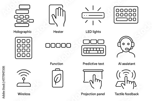 Predictive typing futuristic virtual energy pad device keys input ai vector holographic