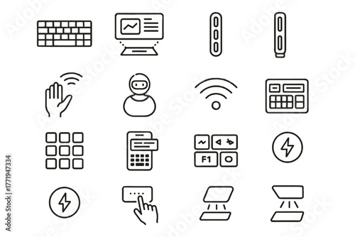 Text display icons gesture energy pad vector futuristic input icon keyboard ai
