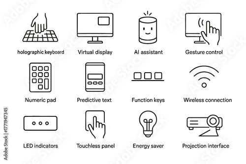 Vector energy holographic icon indicators connection interface smart panel text control office
