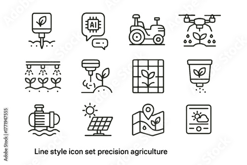Icon assistant ai system scanner agriculture water sensor precision icons vector panel