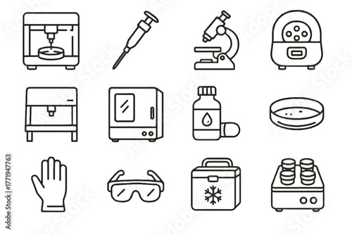 Cooling vector protective centrifuge biosafety lab shaker incubator icon bio reagent equipment