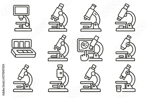 Slide icon educational lab icons vector observation imaging student set microscopes microscope