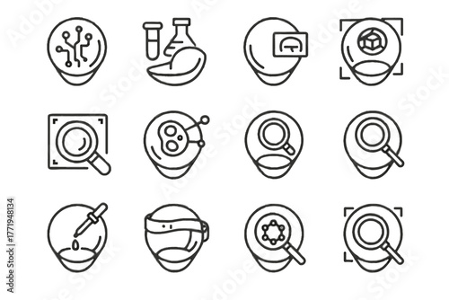 Research scientific advanced futuristic vector icon nano lens bio smart holographic