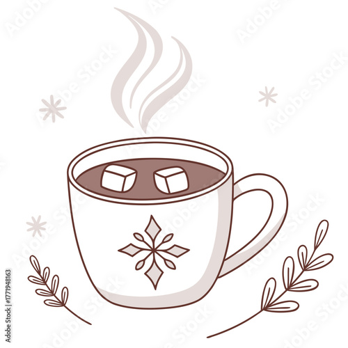 A cup of hot chocolate with marshmallows