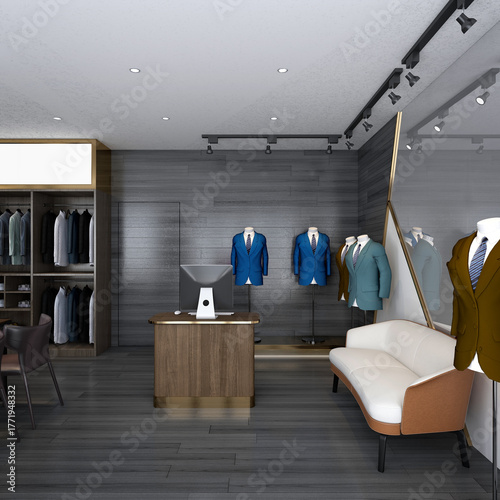3d render fashion shop cloth store