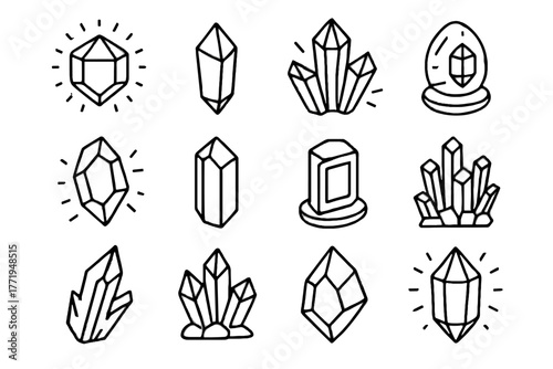 Radiant gem mineral prism shining magical icon quartz lighted icons vector crystal