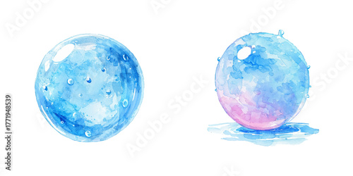 water ball watercolor vector illustration