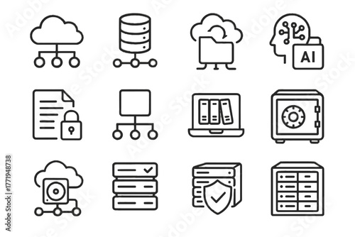 Smart icon repository folder vector hub secure networked connected file remote archives