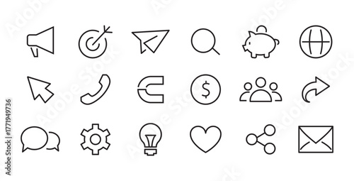 blogging, blog, blogger line and flat icons set pack, editable stroke isolated on white, linear vector outline illustration, symbol logo design style