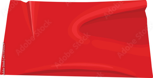 Red duct tape. Scotch glued stripe for repair packaging, adhesive sticker insulating patch crumpled strips sticky color paper plastic tapes, realistic nowaday vector illustration of sticker tape label