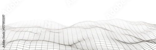 Vector perspective mesh. Detailed grid lines on white background. 