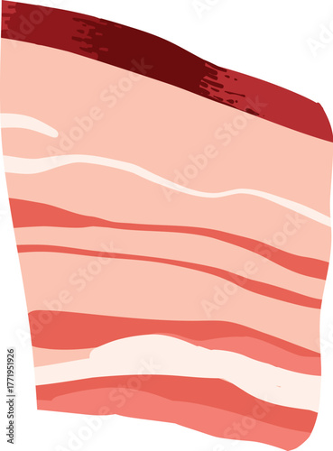 Cartoon meat product. Chicken, sausages and sausages. Steaks, pork bacon and ribs vector. Steak chicken, sausage and bacon, product ingredient illustration