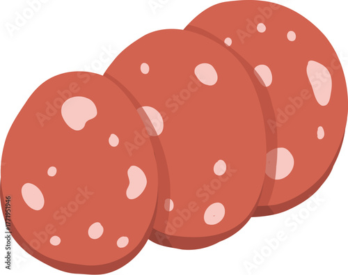 Cartoon meat product. Chicken, sausages and sausages. Steaks, pork bacon and ribs vector. Steak chicken, sausage and bacon, product ingredient illustration