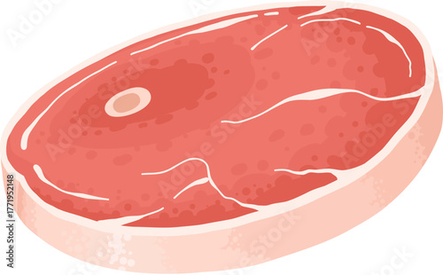 Cartoon meat product. Chicken, sausages and sausages. Steaks, pork bacon and ribs vector. Steak chicken, sausage and bacon, product ingredient illustration