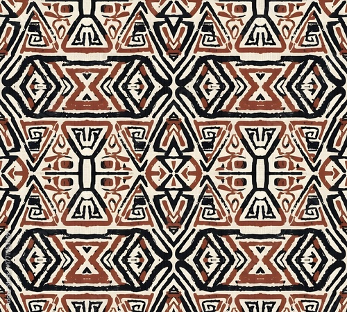 African Mud-Cloth (Bogolanfini) Tribal Pattern