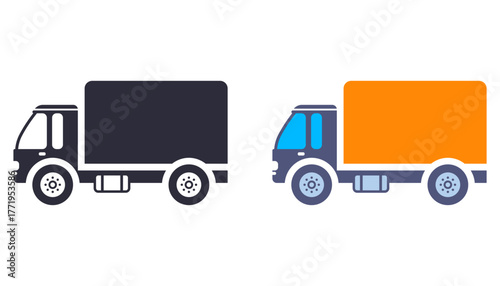 Truck icon for transporting cargo. Flat illustration.