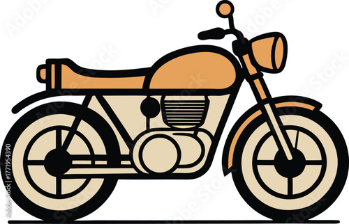Vintage Motorbike Line Drawing With Detailed Retro Artistic Style Vector illustration