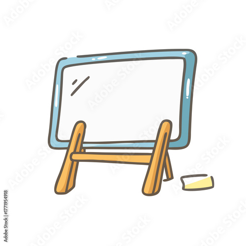 Clean vector whiteboard illustration with easel and eraser