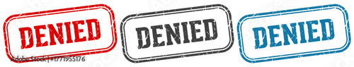 denied stamp. denied rectangular stamp set isolated on white background