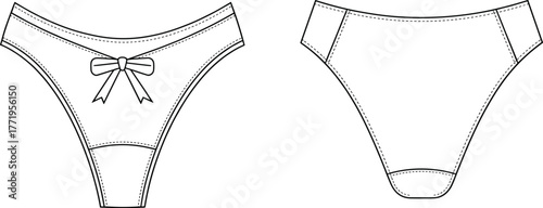 Sexy Fishnet Stockings with Garter Belt, Black Ruffle Lingerie and Pink Bows, Glamour Underwear Fashion Vector Illustration, cad drawing flat vector illustration.