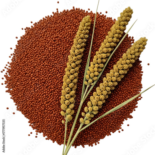 Rich harvest of Ragi grains and stalks for healthy eating and natural goodness