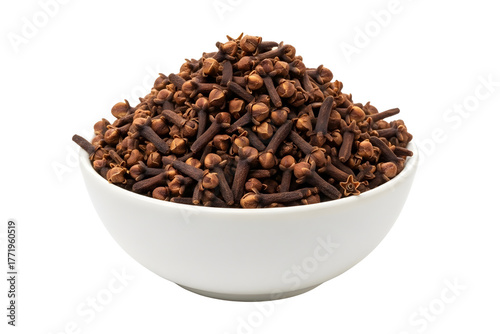 Wallpaper Mural Aromatic dried cloves in a white bowl isolated on transparent background Torontodigital.ca