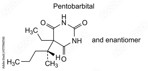 Pentobarbital, chemical structure of pentobarbital, drug substance