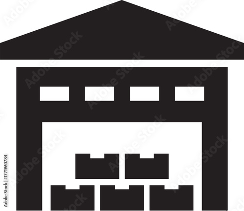 Vector of a Warehouse Editable Icon Silhouette